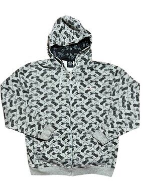 Orange County Choppers Y2K Motorcycle AOP Full Zip Gray Hoodie, Men's XL